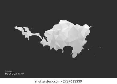 Sint Maarten Map - Polygon style vector illustration in black, gray and white low poly geometric design, minimal silhouette, isolated for infographic.