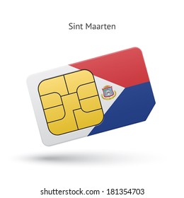 Sint Maarten mobile phone sim card with flag. Vector illustration.