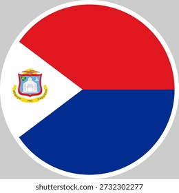 Ilustración vectorial de la bandera nacional de Sint Maarten en forma de círculo, diseño de alta calidad