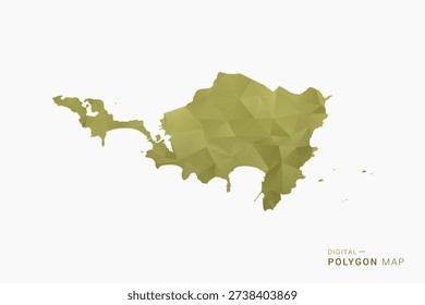 Sint Maarten polygon map vector illustration in low poly geometric style, soft pastel colors with Olive green, clean silhouette on solid background, ideal for infographic.