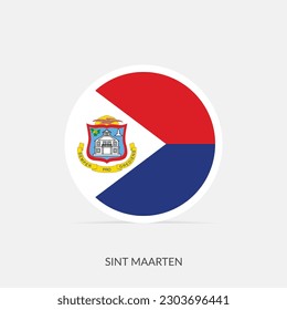 Sint Maarten round flag icon with shadow.