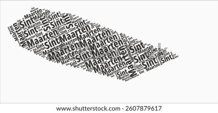 Sint Maarten Text Style Regions. Country region names word clouds in the Dutch language. Modern vector illustration.
