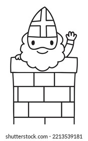Sinterklaas in the chimney vector illustration