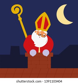 sinterklaas climbing in the chimney