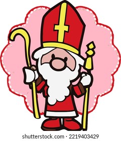 Sinterklaas (dutch santa) on a pink background