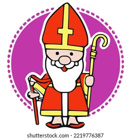 Sinterklaas (dutch santa) on a pink background