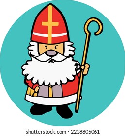 Sinterklaas (dutch santa) on a teal background