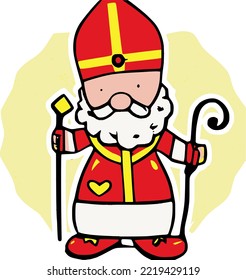 Sinterklaas (dutch santa) on a yellow background