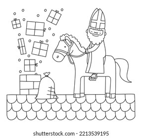 Sinterklaas y Ohozosnel en la ilustración del vector del techo