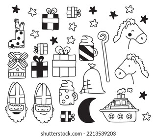 Conjunto de ilustraciones vectoriales Sinterklaas y Ohozosnel