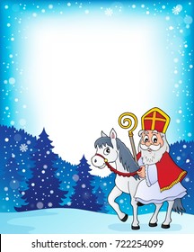 Sinterklaas en la imagen del tema del caballo 4 - ilustración del vector eps10.