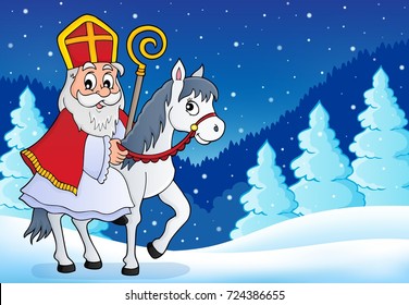 Sinterklaas en la imagen del tema del caballo 6 - ilustración del vector eps10.