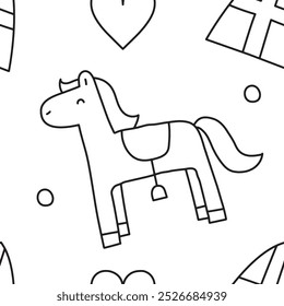 Sinterklaas Ozosnel vector line drawing seamless pattern design
