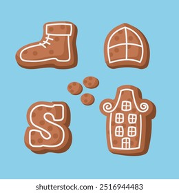 Sinterklaas or Saint Nicholas seasonal cookies - traditional Dutch speculaas and pepernoten isolated