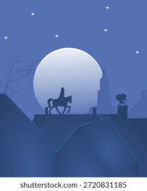 Sinterklaas Silhouette - Sinterklaas or Saint Nicholas will come to town bringing gifts.	
