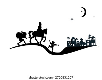 Sinterklaas Silhouette - Sinterklaas or Saint Nicholas will come to town bringing gifts.	

