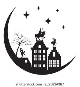 Sinterklaas silhouette - sainterklaas or Saint Nicholas is coming to town