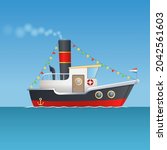 Sinterklaas steamboat isolated on transparent background - vector illustration