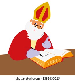 sinterklaas writing names in his book