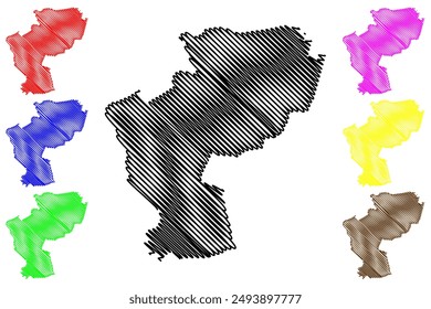 Sint-Michielsgestel municipio (Reino de los Países Bajos, Holanda, Brabante Septentrional o la provincia de Brabante Septentrional) mapa Ilustración vectorial, dibujo a mano alzada Sint Michielsgestel mapa