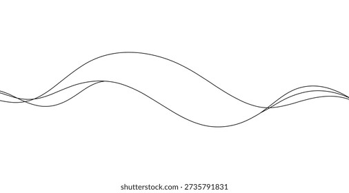 Sinuous black curves flowing gracefully across empty space with elegant artistic precision