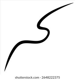 Sinuous Line Bold Black Swirl on White with Minimalist Design.