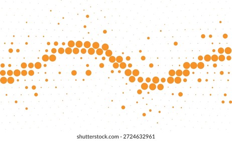 Sinuoso patrón de onda de punto de semitono naranja Curva de movimiento líquido Abstractas sobre Ilustración vectorial de fondo blanco mínimo