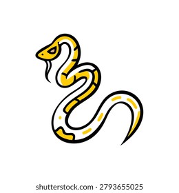 Sinuous reptile character icon, slithering serpent drawing style.