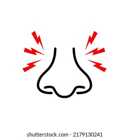 Sinus or allergy nose pain icon medical concept