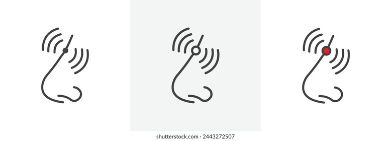 Sinus Discomfort and Nose Pain Icons. Allergy Relief and Nasal Health Symbols.