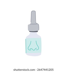 sinus nasal spray frasco desenho animado. alívio da congestão, névoa descongestionante, enxágue espremer sinus nasal spray frasco sinal. símbolo isolado vetor ilustração