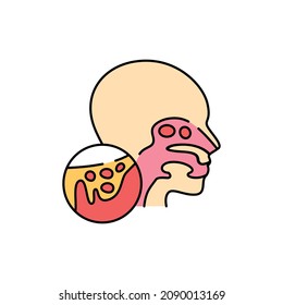 Sinusitis farbige Linie Symbol. Menschliche Krankheiten. Piktogramm für Webseiten, mobile App, Promo.
