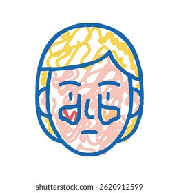 Vector de dibujo de icono de doodle de enfermedad de sinusitis. signo de enfermedad de sinusitis. ilustración de símbolo aislado