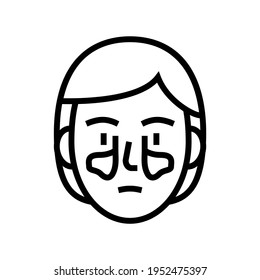 vector de icono de la línea de la enfermedad sinusitis. signo de enfermedad sinusitis. símbolo de contorno aislado ilustración negra