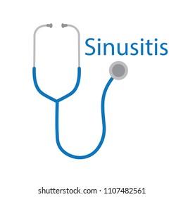 Sinusitis word and stethoscope icon- vector illustration