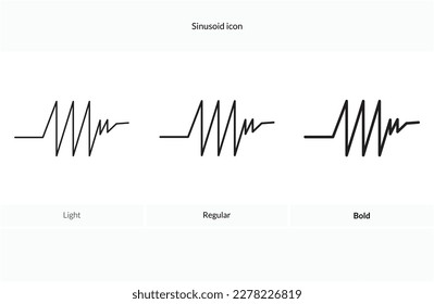 Sinusoid icon. Light, Regular And Bold style design isolated on white background