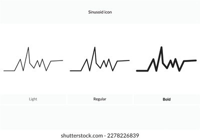 Sinusoid icon. Light, Regular And Bold style design isolated on white background
