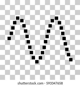 Sinusoid icon. Vector illustration style is flat iconic symbol, black color, transparent background. Designed for web and software interfaces.