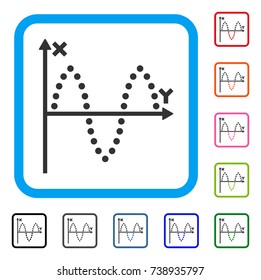 Sinusoid Plot icon. Flat gray iconic symbol in a light blue rounded rectangle. Black, gray, green, blue, red, orange color versions of Sinusoid Plot vector.