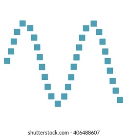 Sinusoid vector toolbar icon. Style is flat icon symbol, cyan color, white background, square dots.