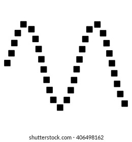 Sinusoid vector toolbar icon. Style is flat icon symbol, black color, white background, square dots.