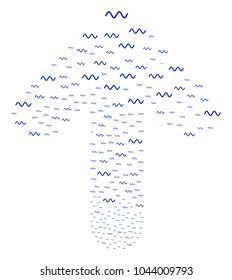 Sinusoid Wave illustration created in the collection of forward aim arrow. Up cursor arrow collage organized from sinusoid wave icons.