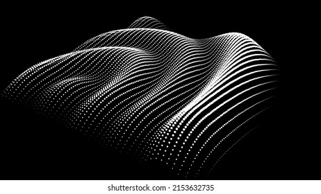 Sinusoidal formula distortion sine wave and waveform. Graph of a 3d function space in three-dimensional coordinates. Science simple detailed volume drip drop background