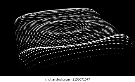 La fórmula sinusoidal distorsiona la onda sinusoidal y la forma ondulada. Gráfico de un espacio de funciones 3d en coordenadas tridimensionales. Fondo simple y detallado de goteo de volumen