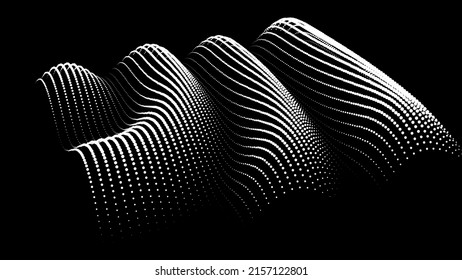 Sinusoidal formula distortion sine wave and waveform. Graph of a 3d function space in three-dimensional coordinates. Science simple detailed volume drip drop background