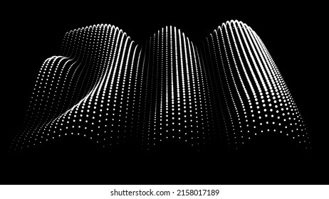 Sinusoidal formula distortion sine wave and waveform. Graph of a 3d function space in three-dimensional coordinates. Science simple detailed volume drip drop background