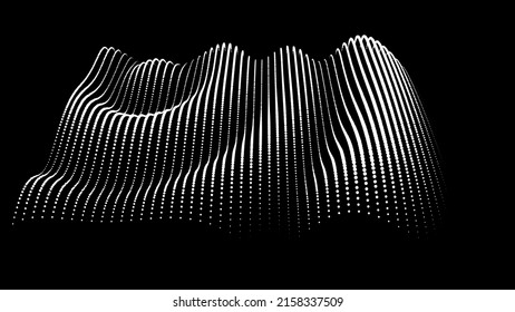 Sinusoidal formula distortion sine wave and waveform. Graph of a 3d function space in three-dimensional coordinates. Science simple detailed volume drip drop background