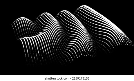 Sinusoidal formula distortion sine wave and waveform. Graph of a 3d function space in three-dimensional coordinates. Science simple detailed volume drip drop background