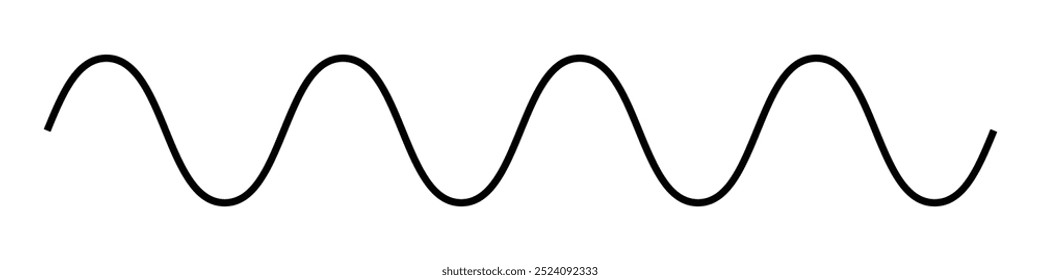 Sinais de onda sinusoidal. Partes de uma onda. Recursos científicos para professores e alunos. Quatro períodos. Ilustração do vetor de onda senoidal.