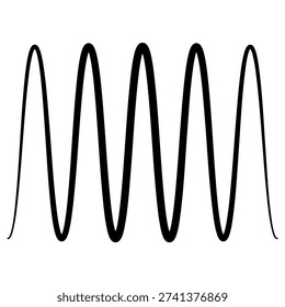 Sinusoidal waveform curve with periodic oscillations, physics signal design